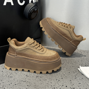 欧洲站复古运动休闲鞋女2025秋季新款爆款单鞋轻便增高厚底松糕鞋