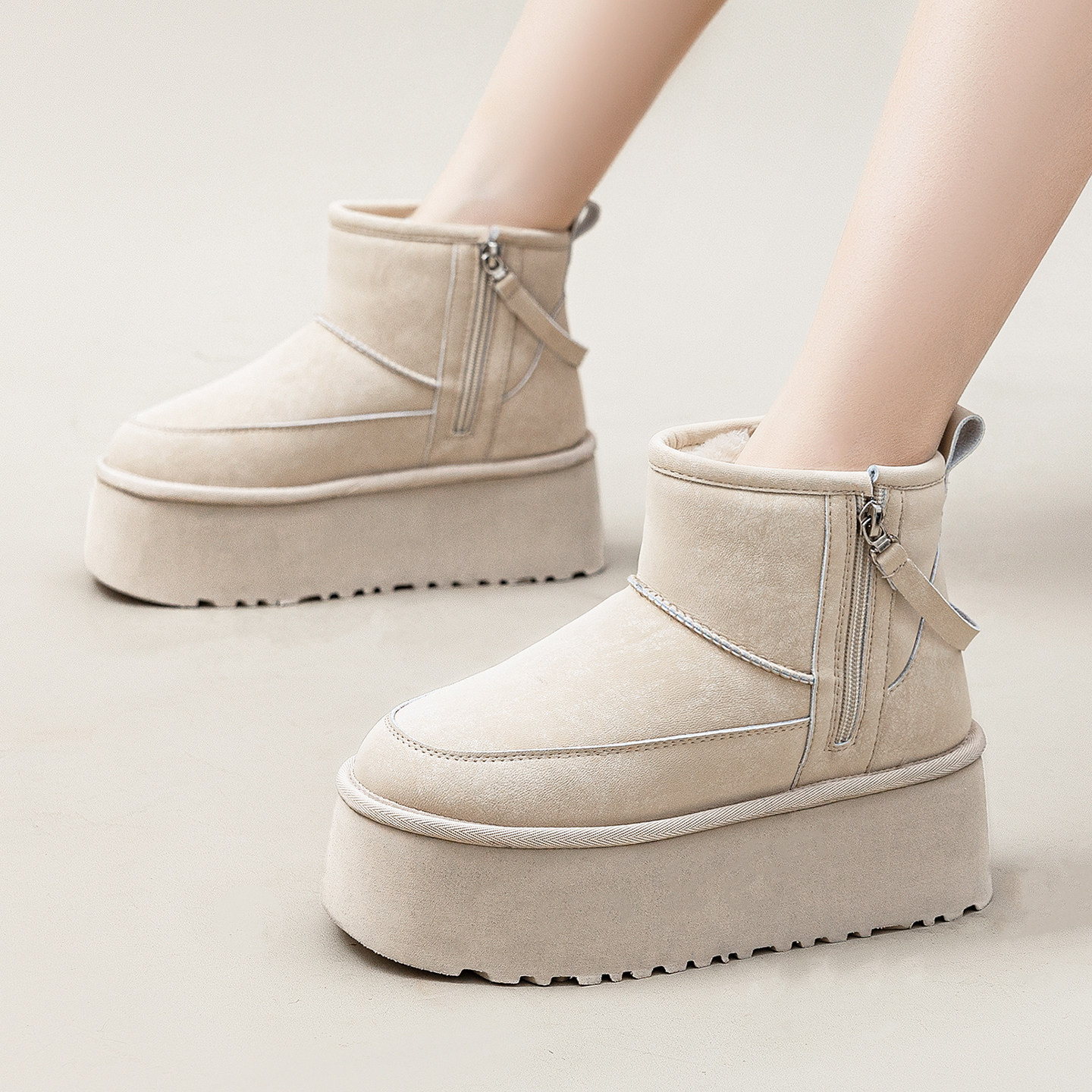 超好看内增高雪地靴女2025新款冬季加绒加厚防水防滑厚底面包棉鞋,女鞋,时尚雪地靴,淘宝优惠券,粉丝福利购,淘宝优惠卷