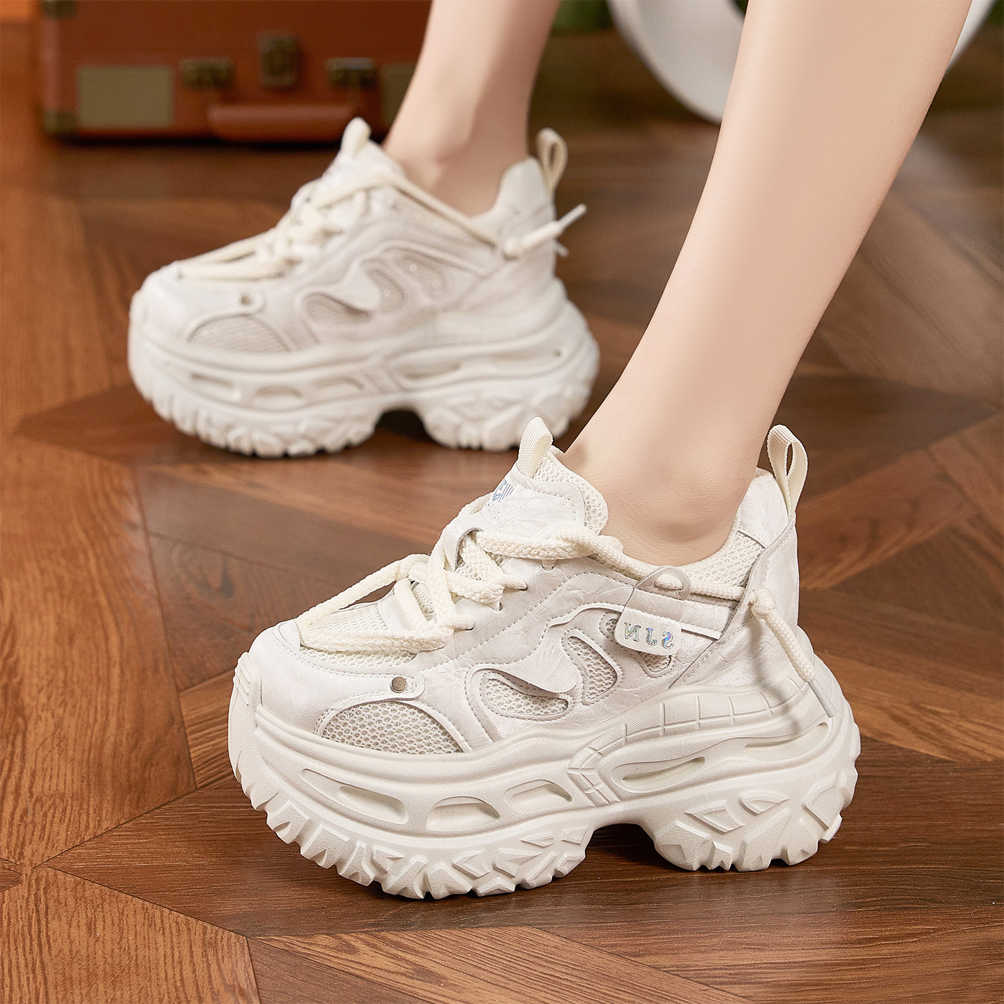 欧洲站网面透气老爹鞋女2026春季新款爆款厚底小个子内增高运动鞋,女鞋,时尚休闲鞋,淘宝优惠券,粉丝福利购,淘宝优惠卷