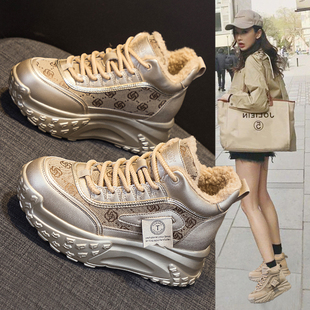 厚底雪地靴女冬季2025新款加绒加厚东北大棉鞋高帮运动休闲老爹鞋