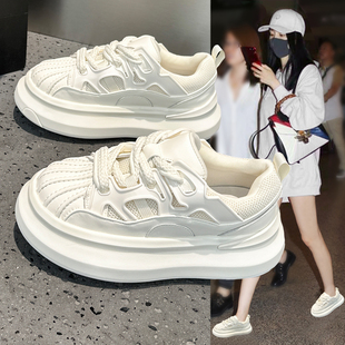 百搭巨好看厚底增高运动休闲单鞋 新款 女2026春季 超火贝壳头小白鞋