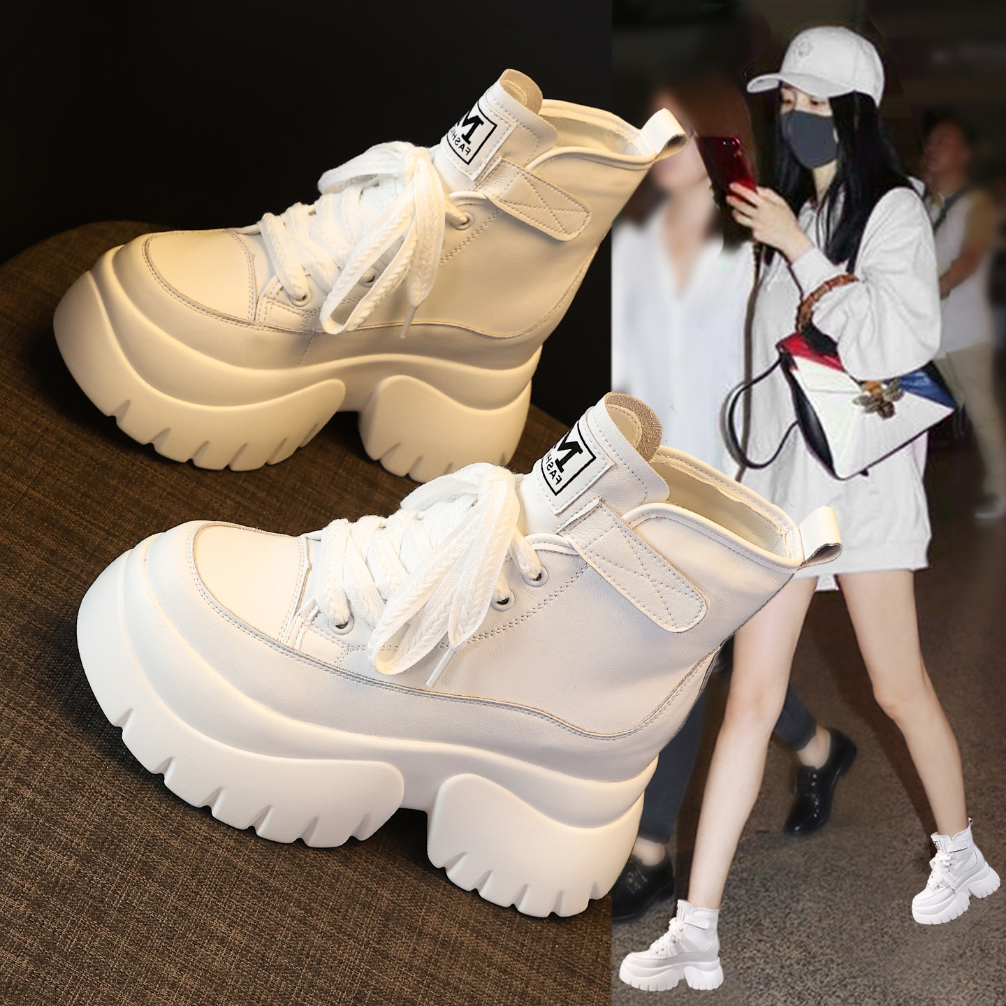 真皮高帮小白鞋女2026年新款秋季
