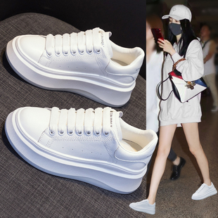 厚底小白鞋女2026春季新款百搭真皮透气内增高小个子运动休闲女鞋