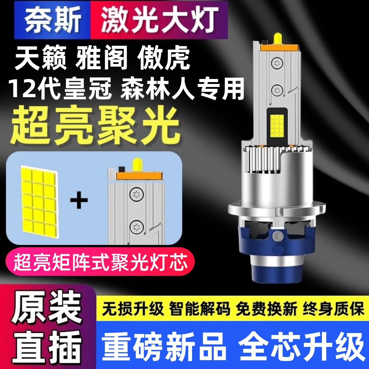 适用天籁 雅阁 傲虎 森林人 12代皇冠D2S氙气灯泡升级改装LED大灯
