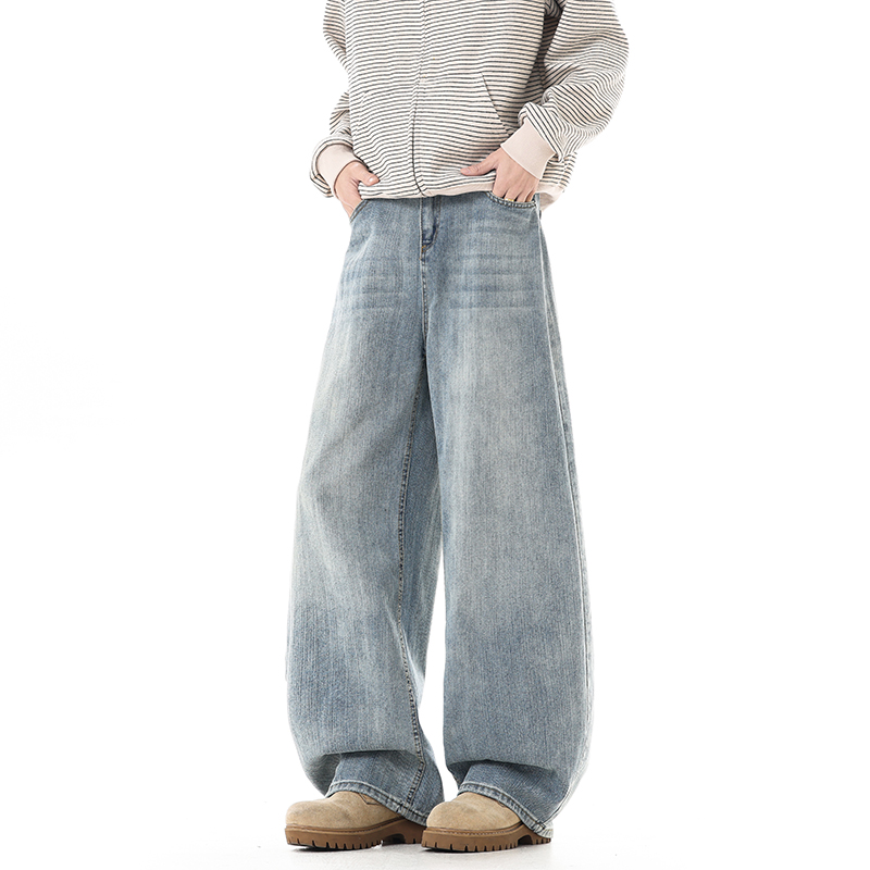 BOYUE帛跃竹节纹半松紧腰牛仔布