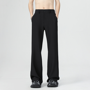 男士 BOYUE帛跃纯色微喇休闲裤 百搭垂感阔腿长裤 轻奢西裤 显瘦法式