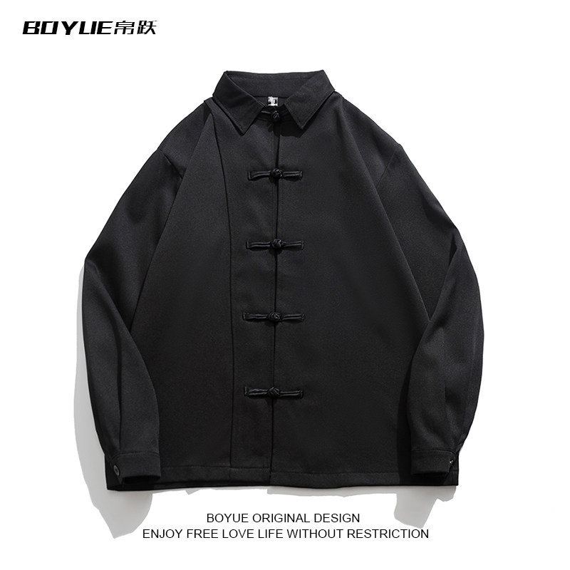 BOYUE帛跃新中式盘扣复古衬衫男士时尚潮流宽松休闲国潮唐装衬衣,男装,夹克,淘宝优惠券,粉丝福利购,淘宝优惠卷