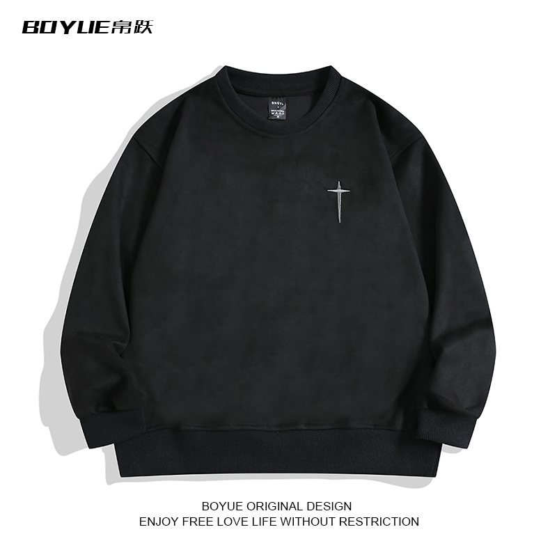 麂皮绒圆领卫衣BOYUE帛跃