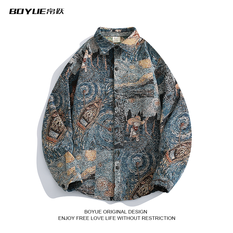 BOYUE帛跃长袖梵高油画衬衫外套