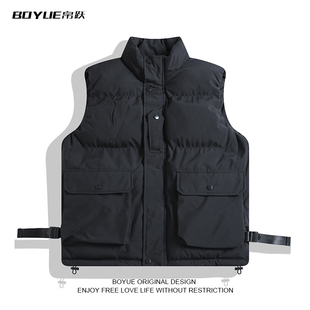 BOYUE帛跃秋冬户外保暖工装棉马甲高街机能立领潮牌运动男女夹克