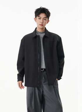BOYUE帛跃美式正肩商务行政夹克简约高级感痞帅工装翻领男女外套