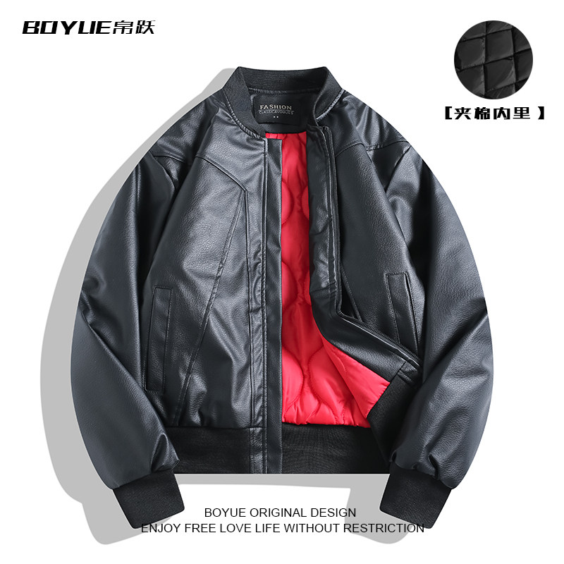 BOYUE帛跃廓形棒球领皮衣夹棉外套保暖机车酷帅个性解构男女棉服,男装,夹克,淘宝优惠券,粉丝福利购,淘宝优惠卷