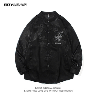 衬衣男女 中国风龙纹设计感复古休闲唐装 BOYUE帛跃新中式 刺绣衬衫