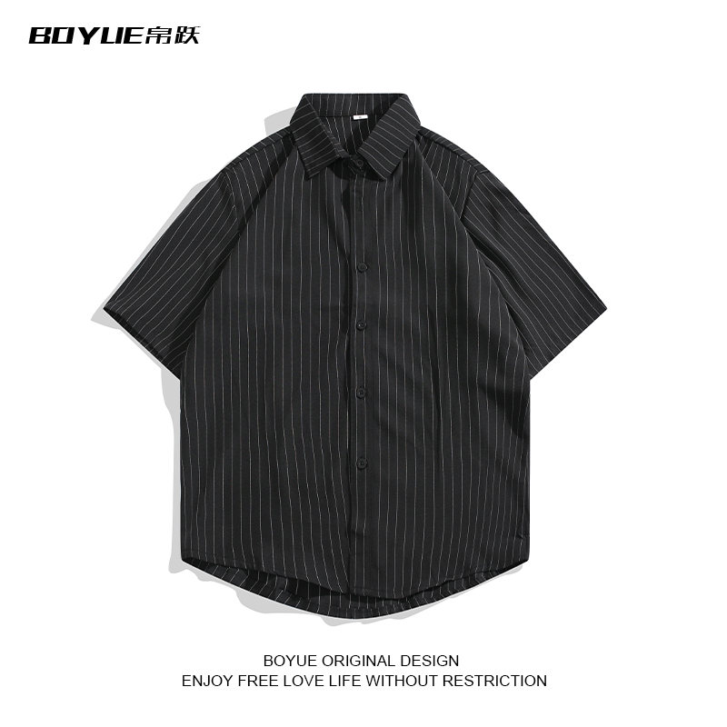 BOYUE帛跃短袖条纹衬衫衬衣通勤