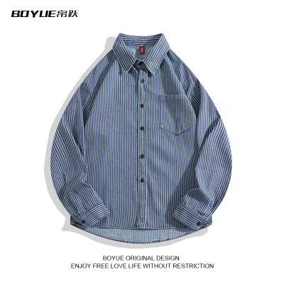 BOYUE帛跃牛仔条纹工装情侣衬衫