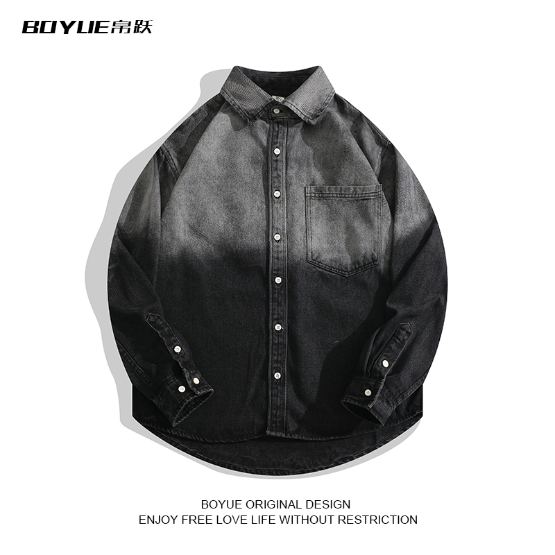 BOYUE帛跃黑灰渐变衬衫外套