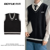 Демисезонный японский трикотажный жилет для влюбленных, парная одежда без рукавов, трендовый свитер