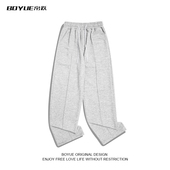百搭 休闲长裤 BOYUE帛跃ins纯色抽绳垂感直筒裤 男简约慵懒风春秋季