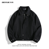 BOYUE帛跃日系复古美拉德毛呢外套男女潮流休闲机车夹克情侣上衣