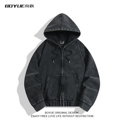 BOYUE帛跃纯棉水洗连帽卫衣外套