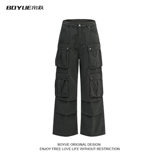 男女港风潮流高街百搭休闲裤 裤 潮牌立体多口袋工装 BOYUE帛跃美式