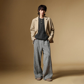 BOYUE帛跃剑道绑带竹节呢料西裤 潮 老钱风流行慵懒风潮流男阔腿裤