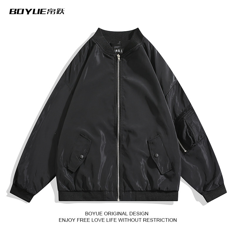 boyue帛跃刺绣飞行员夹克欧美秋冬暗黑街拍风涂鸦拉链男痞帅外套
