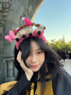 头上长小狗啦~巨可爱围巾大耳狗狗毛绒绒发箍玩具公仔装饰头箍女