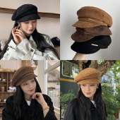 fever同款 麂皮绒版 秋冬百搭显脸小短檐马术礼帽贝雷帽报童帽