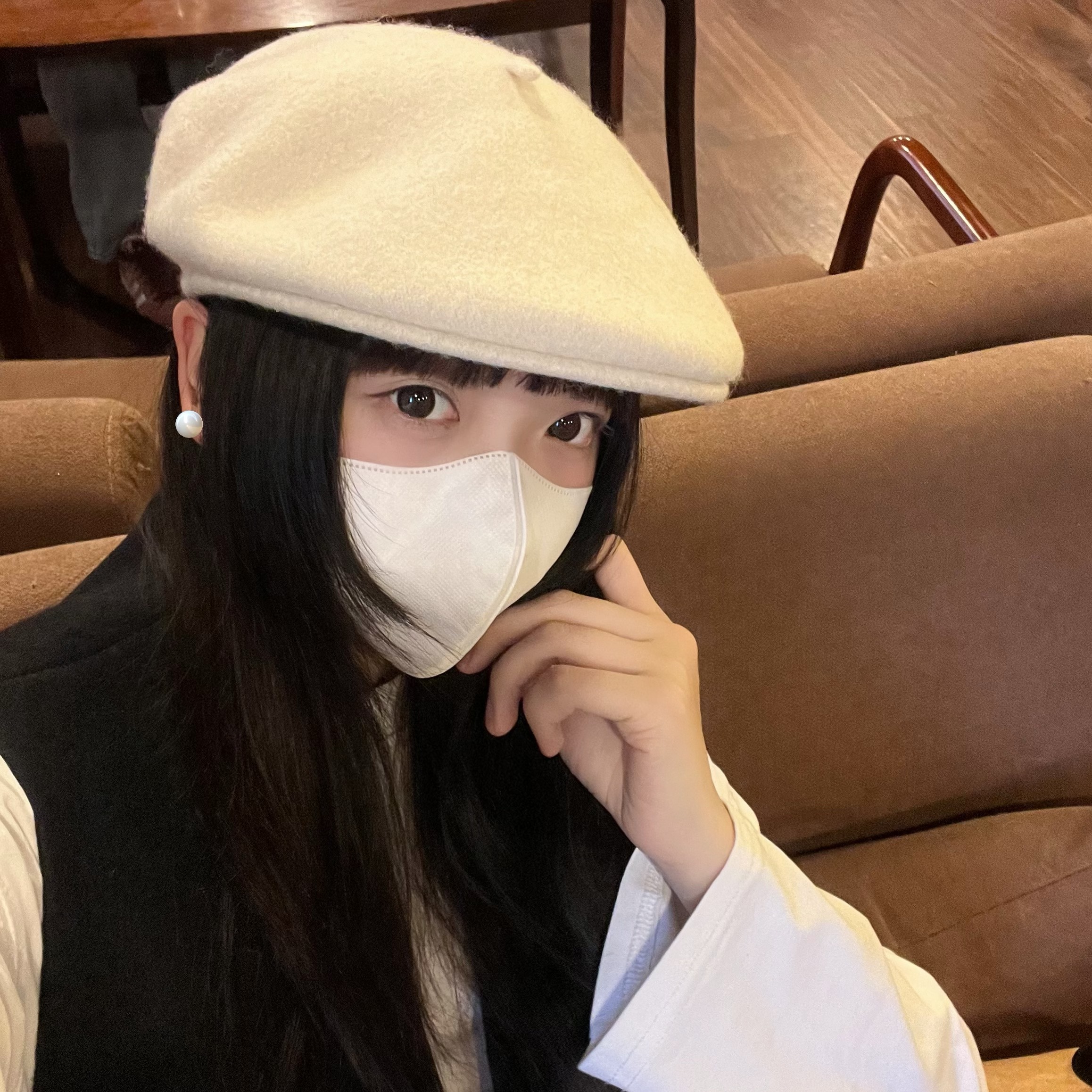 100%澳洲羊毛前后两戴毛呢贝雷帽