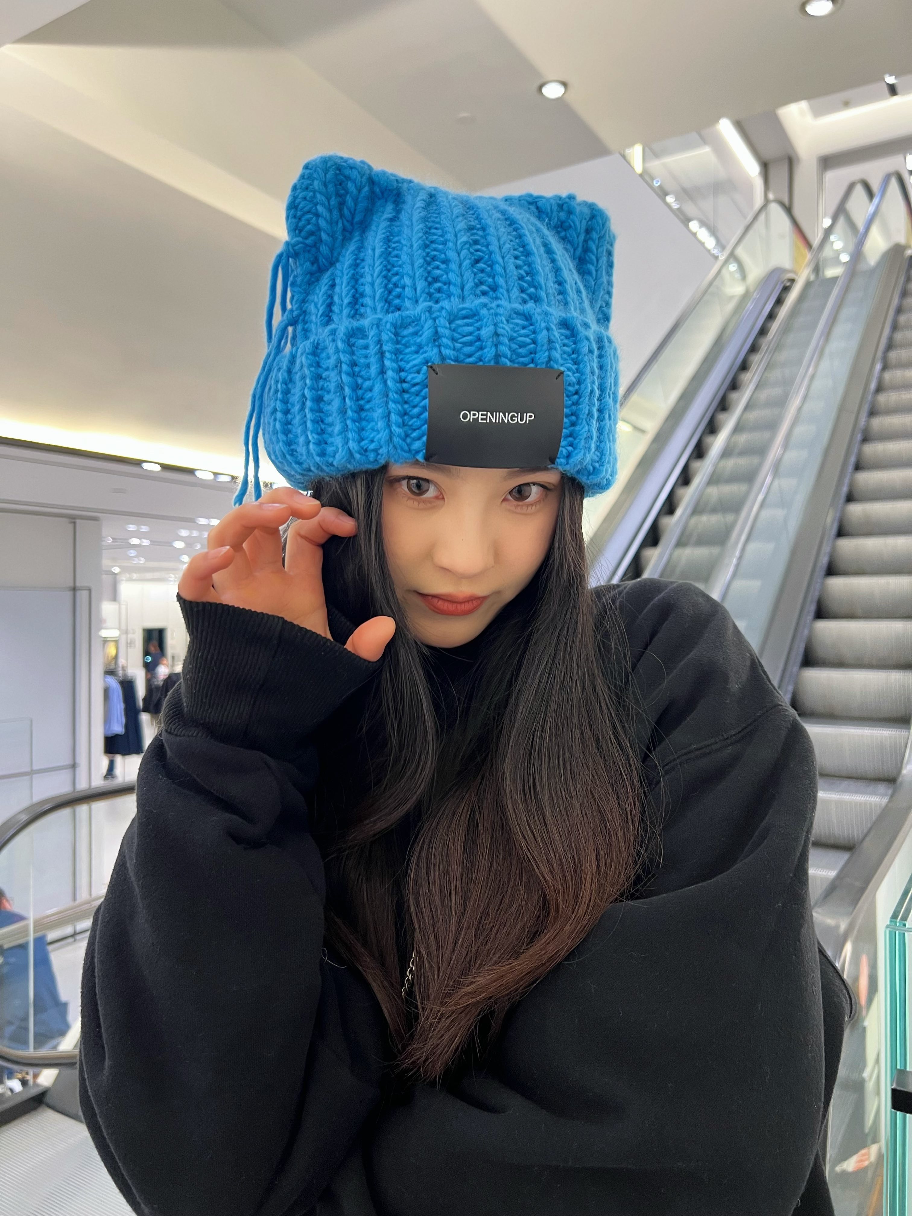 猫耳朵流苏粗针织显脸小毛线帽女