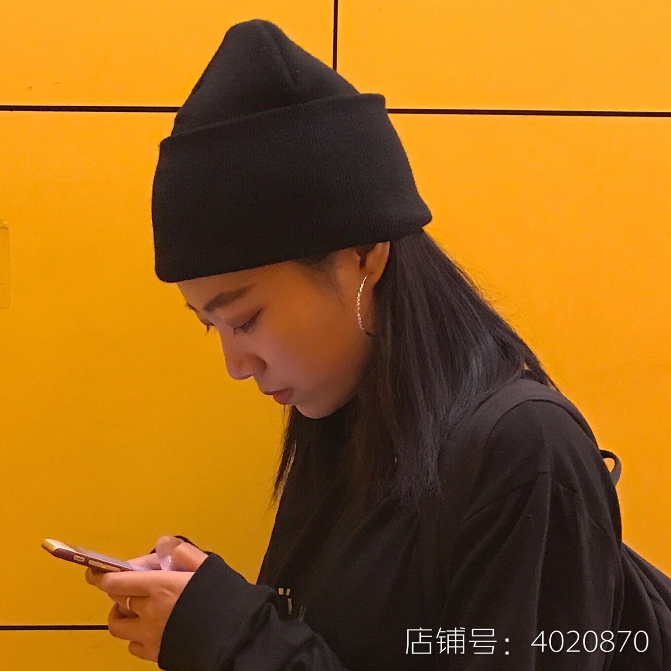 店主自留街头高密度黑色卷边冷帽