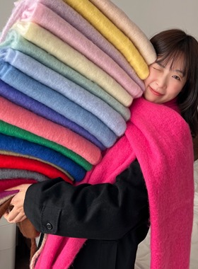 掌管氛围的神～冬季厚实保暖百搭纯色长款流苏围巾毛绒绒大披肩女