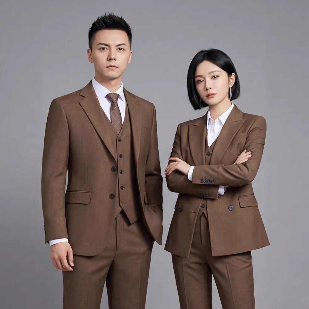 咖色职业西装套装秋冬男女同款商务西服酒店前台工作服银行职业装