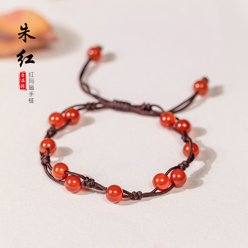 古风桃花好运红绳森系女小众手绳