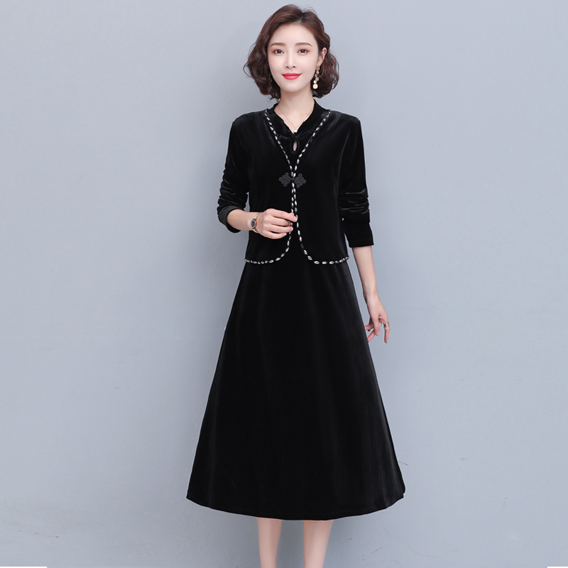 小外套金丝绒配旗袍披肩高档