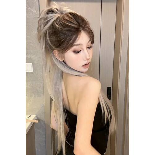 周末-【猎户座】巧克力渐变假发女染色长直发气质仿真头发假发