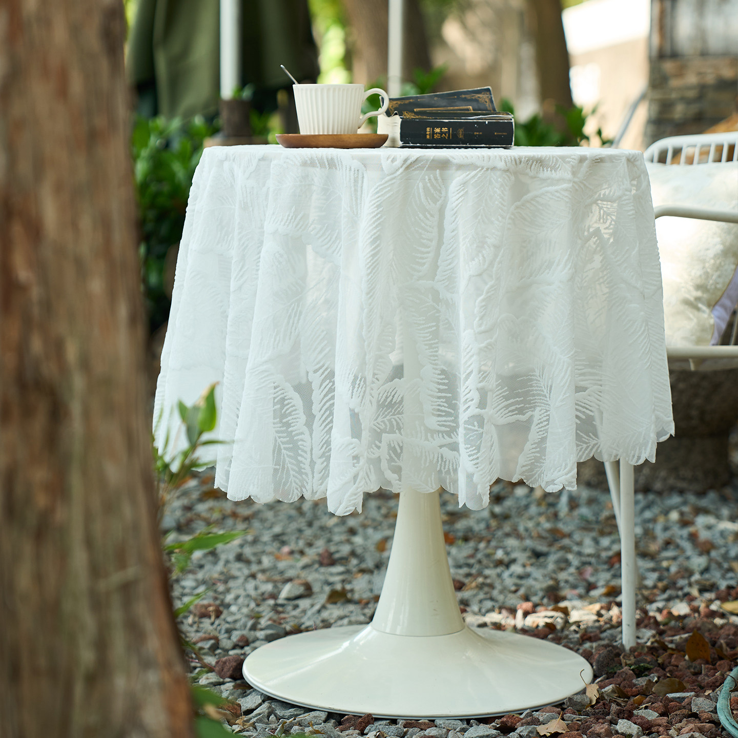 防尘桌布法式复古小清新圆形防尘盖布餐桌茶几床头柜通用台布图片