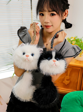 长毛绒仿真猫猫钥匙挂件