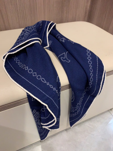 花色老钱质感桑蚕丝绵羊毛空调披肩女85CM p经典 年花可可藏青