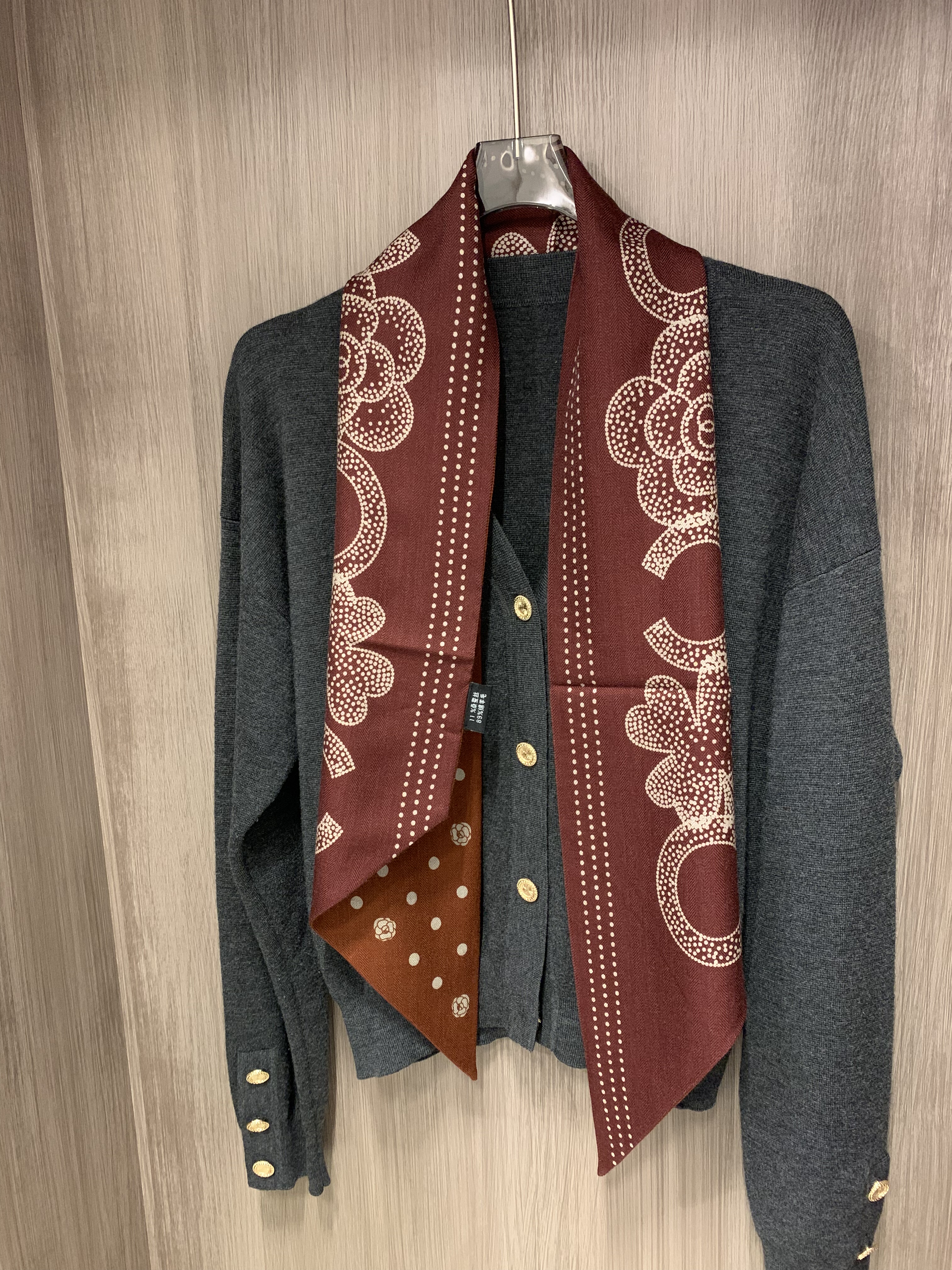 山城玫瑰酒红 巨显白氛围感红色双层异色桑蚕丝羊毛长条巾22*145