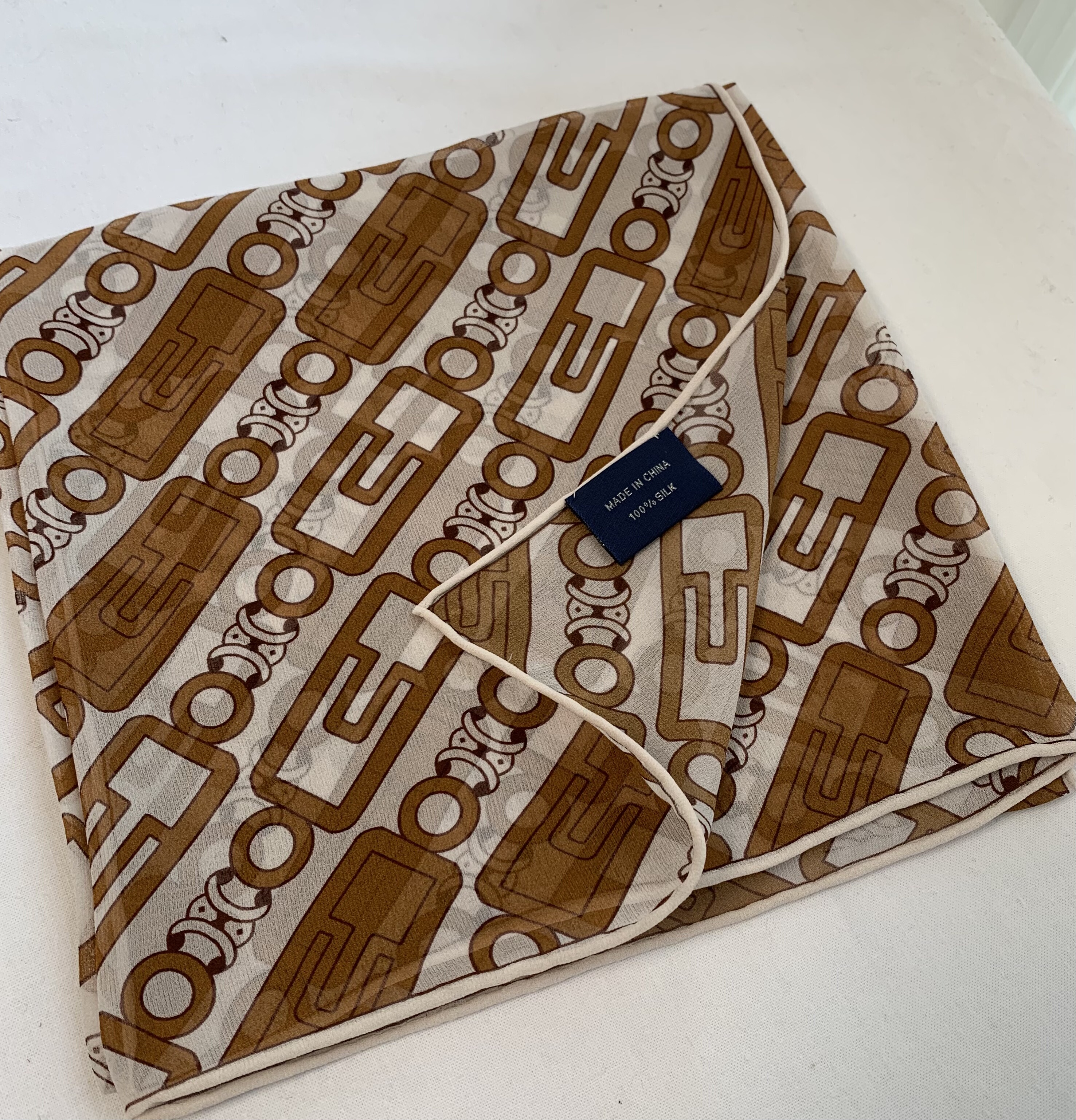 锁链王国桑蚕丝丝巾 轻薄透气春夏真丝乔其纱方巾63CM