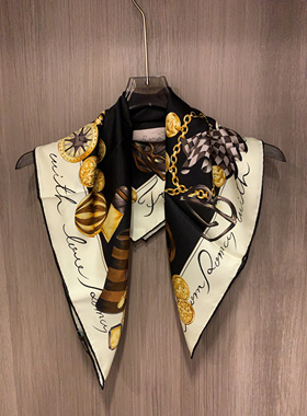 中古箱包意罗绸 双面异色22姆米真丝丝巾女 100%桑蚕丝63CM方巾