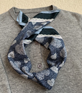 牛仔色系 减龄重工色织提花桑蚕丝有机棉双面用百搭围巾66×66CM