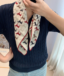 宠粉福利 小马列队 早秋新30%真丝70%绵羊毛围巾 可爱丝毛65方巾