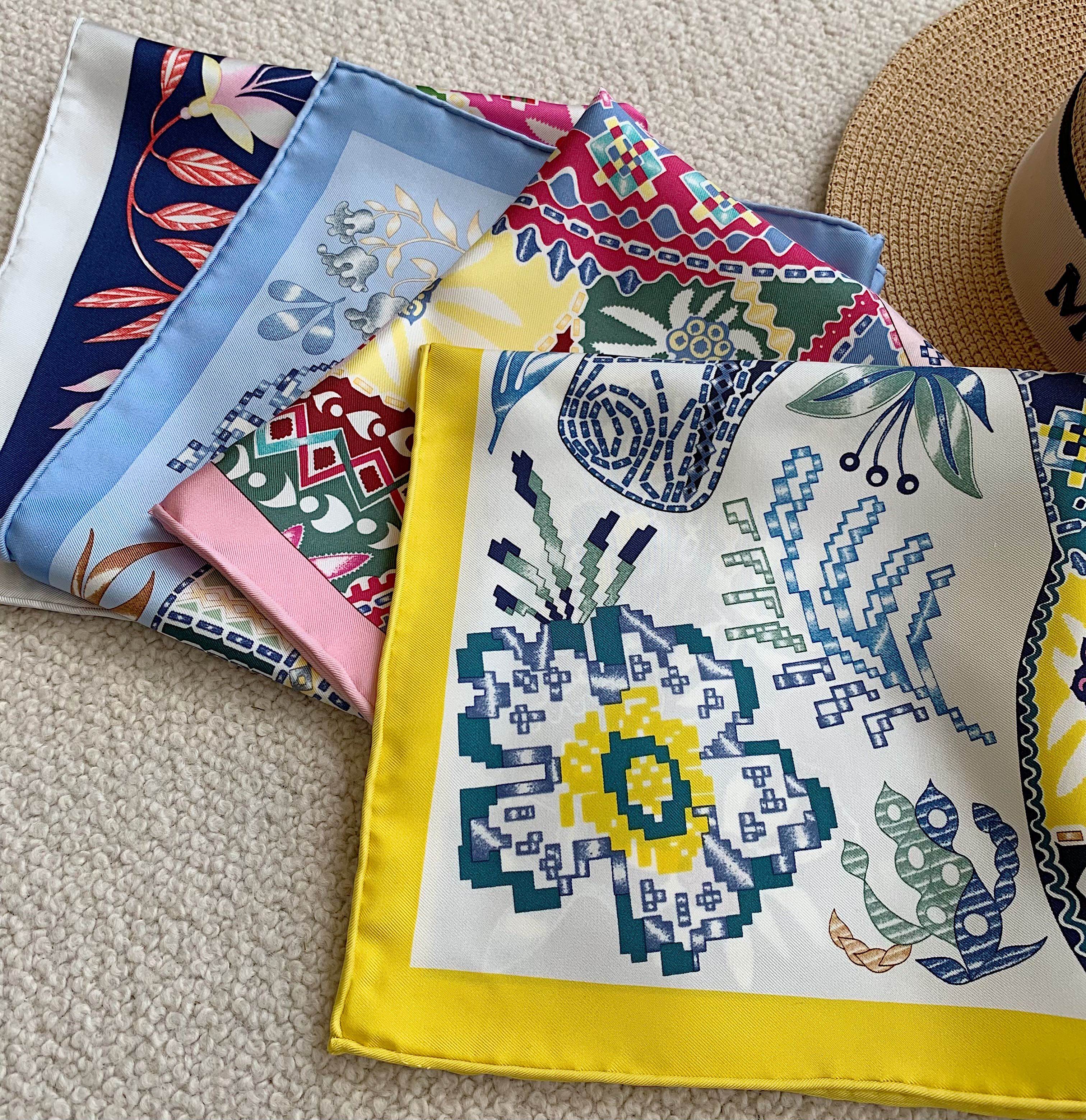 等待尤利西斯 台版印真丝小方巾100.%桑蚕丝斜纹丝巾 45方巾