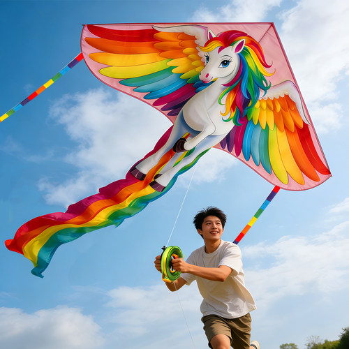 彩虹翅膀独角兽风筝好飞易飞