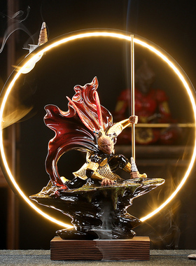 中式风倒流香炉斗战胜佛客厅桌面