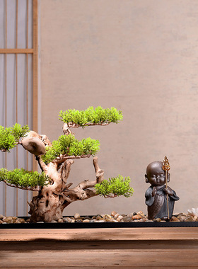 新中式风客厅玄关黑金沙装饰品