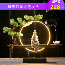 禅意摆件创意家用室内大号香薰炉檀香炉 倒流香炉观音菩萨佛像中式